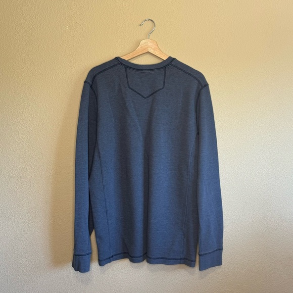 Eddie Bauer shirt mens TXL cotton blend long sleeve half button down blue - Picture 2 of 7